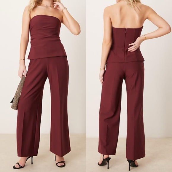 Abercrombie & Fitch Pants - NEW NWT Abercrombie & Fitch Strapless Long Line Burgundy Tube Jumpsuit Sz Small